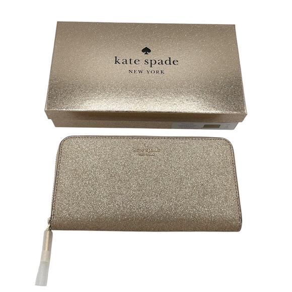 NIB Kate Spade Glimmer Boxed Contintental Wallet in Gold - Picture 3 of 9